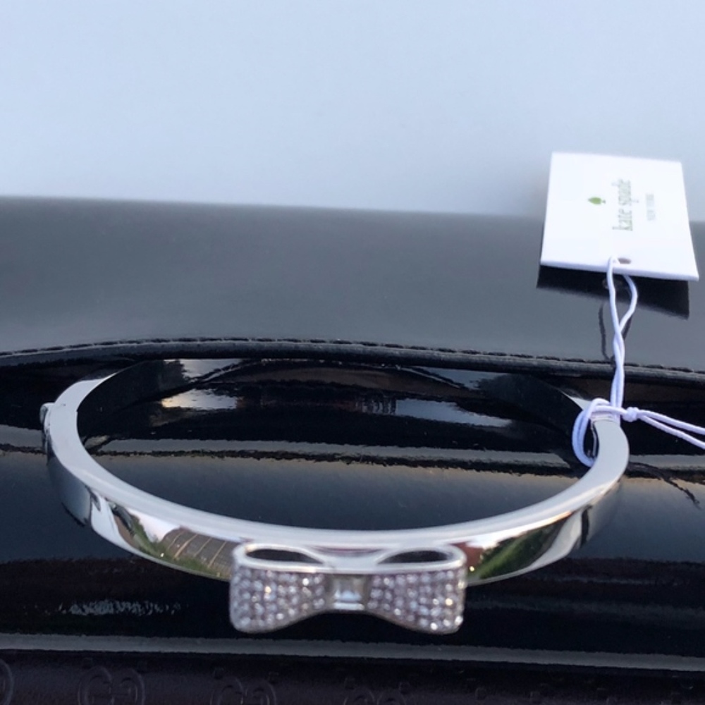 NWT KATE SPADE READY SET BOW Silver Pave Bracelet - Picture 3 of 4